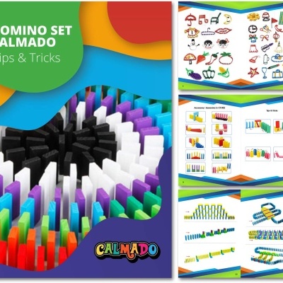 Conjunto de dominós coloridos e guia de instruções DOMINO SET CALMADO Tips & Tricks