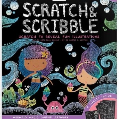 Kit de arte Ooly Scratch & Scribble com sereias e ferramenta de raspagem