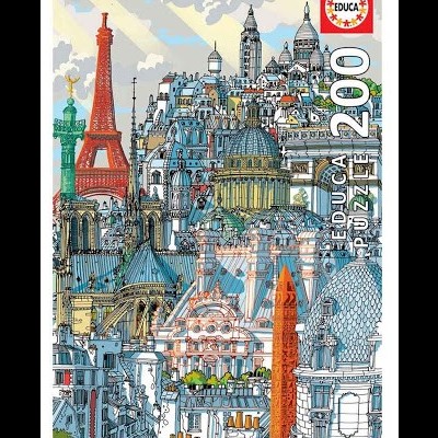 Caixa de puzzle EDUCA City Puzzle 200 peças com ilustração da cidade de Paris