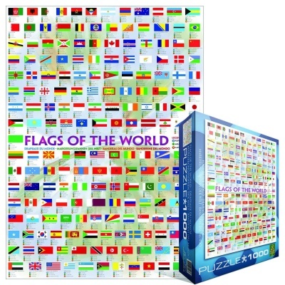 Puzzle com 1000 peças mostrando bandeiras de países do mundo