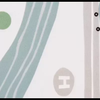 Pano de tecido com padrão abstrato em tons azul, cinza e verde