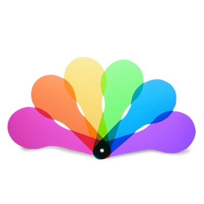 Conjunto de amostras plásticas coloridas em leque