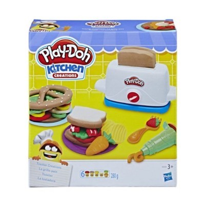 Brinquedo Play-Doh Kitchen Creations com torradeira e plasticina colorida