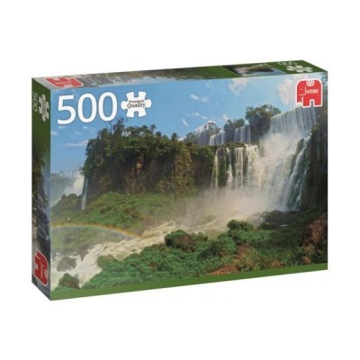 Caixa de quebra-cabeças de 500 peças com imagem de cascata e floresta