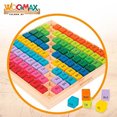 Blocos coloridos de multiplicação WOOMAX em madeira