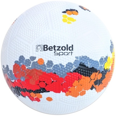 Bola de futebol branca Betzold Sport com padrão colorido hexagonal