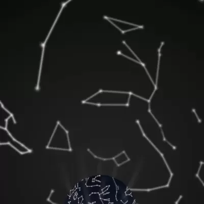 Projetor de constelações a projetar imagens de estrelas numa parede preta