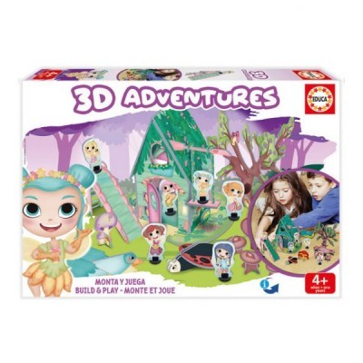 Caixa do brinquedo 3D Adventures com figuras e cenário e crianças a jogar