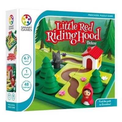 Jogo de puzzle infantil 'Little Red Riding Hood Deluxe' com peças coloridas de madeira e caixa