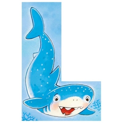 Ilustração de tubarão azul sorridente