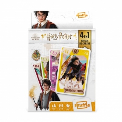 Baralho de cartas Harry Potter 4 em 1 com imagens do personagem e texto em espanhol