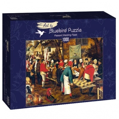 Caixa de puzzle Bluebird Puzzle 'Peasant Wedding Feast' 1000 peças com imagem de festa de casamento rural.