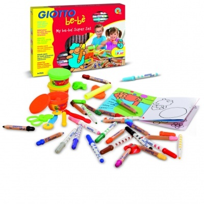 Conjunto de arte infantil GIOTTO be-bè com marcadores coloridos e massa de modelar