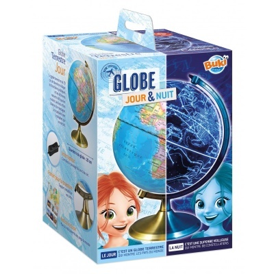 Caixa de globo terrestre dia e noite com base dourada