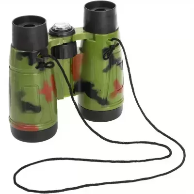 Binóculos de brinquedo camuflados com cordão preto
