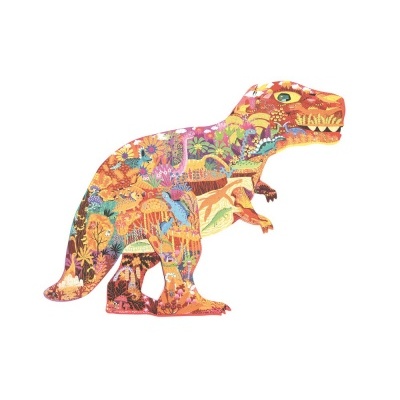 Figura decorativa de dinossauro colorido com padrão de natureza