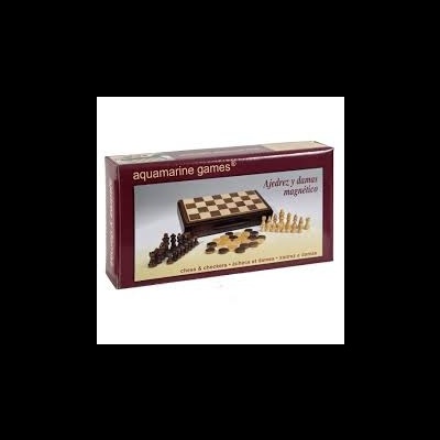 Jogo magnético de xadrez e damas Aquamarine Games na embalagem