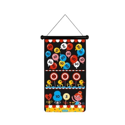 Jogo de argolas colorido em tecido com bolas numeradas e desenho de menina