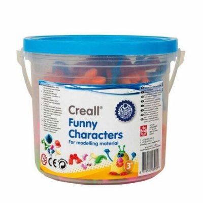 Balde com material para modelar colorido Creall Funny Characters com tampa azul