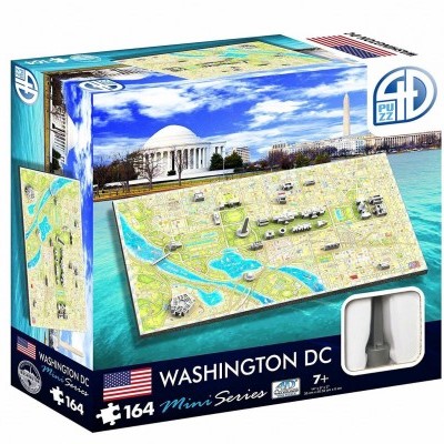 Caixa de puzzle com mapa e monumentos de Washington DC