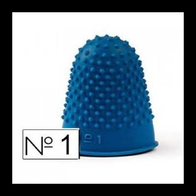 Dedo de borracha azul texturizado com texto Nº 1