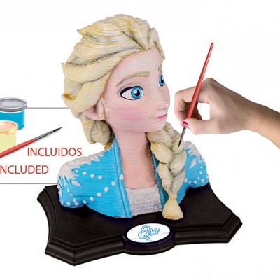 Busto da personagem Elsa para pintar com pincel e tintas coloridas