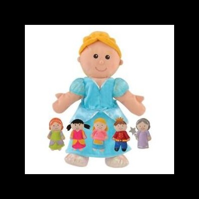 Pelúcia da Cinderela com cinco fantoches coloridos