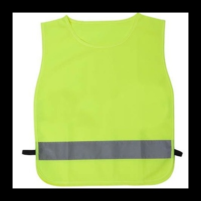 Colete de segurança amarelo fluorescente com faixa refletora cinza