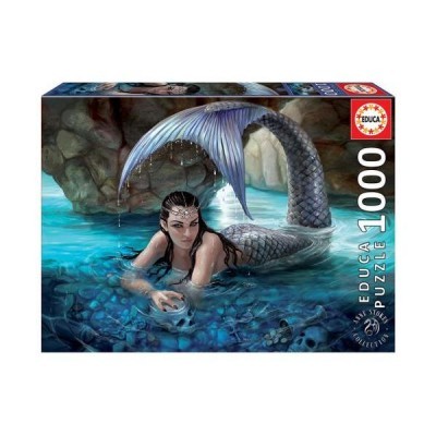 Caixa de puzzle EDUCA 1000 peças com imagem de sereia em água com crânios e pedras