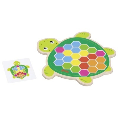 Jogo educativo tartaruga de madeira com peças coloridas