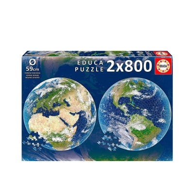 Caixa de puzzle EDUCA 2x800 peças com imagens do planeta Terra.