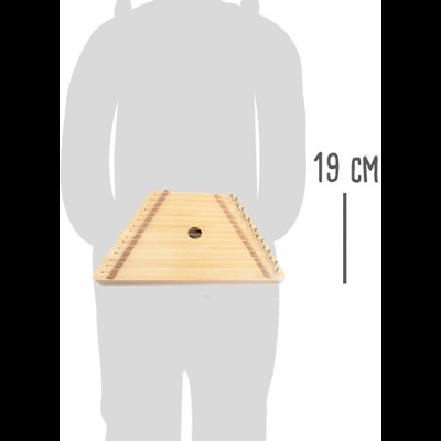 Instrumento musical de madeira tipo cítara com cordas