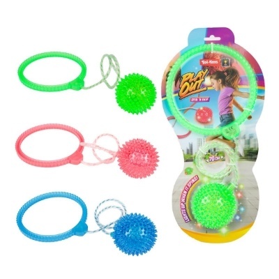 Brinquedos Play Out com laços e bolas coloridas em embalagem
