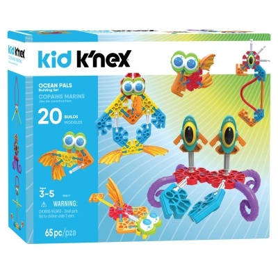 Caixa de brinquedo Kid K'Nex Ocean Pals com peças para montar animais marinhos coloridos