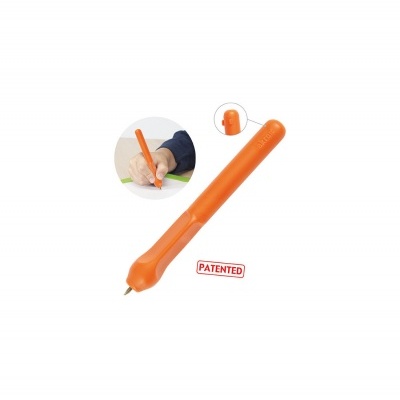 Caneta de escrita laranja com ponta metálica
