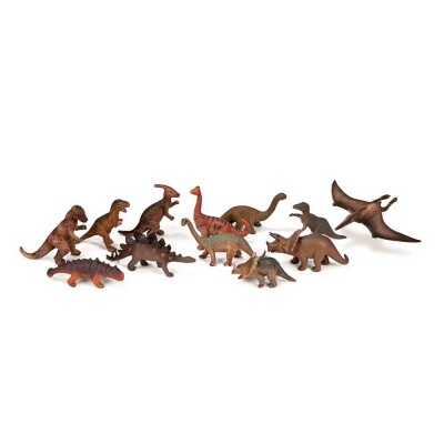 Conjunto de figuras de dinossauros de plástico coloridas