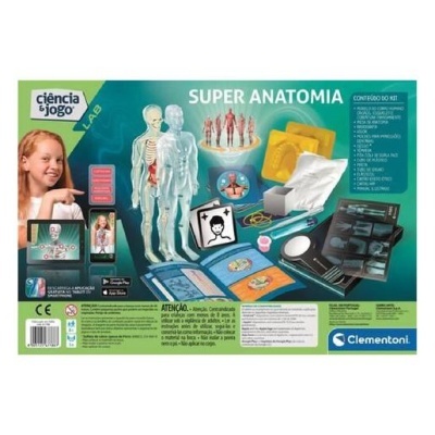 Embalagem do kit educativo Super Anatomia da Clementoni com modelos anatómicos e materiais educativos