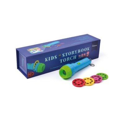 Lanterna colorida para crianças com discos e caixa azul