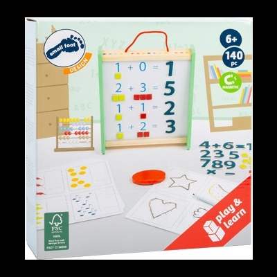 Jogo educativo magnético para crianças com quadro branco, números coloridos e ábaco