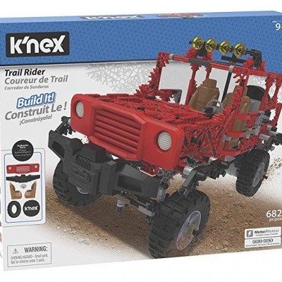Caixa de brinquedo K'NEX Trail Rider com veículo todo-o-terreno vermelho montado