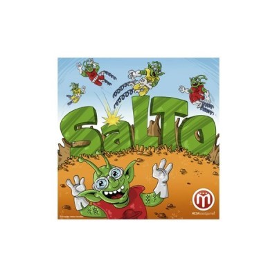 Capa do jogo de tabuleiro SaLiTo com personagens verdes a saltar.