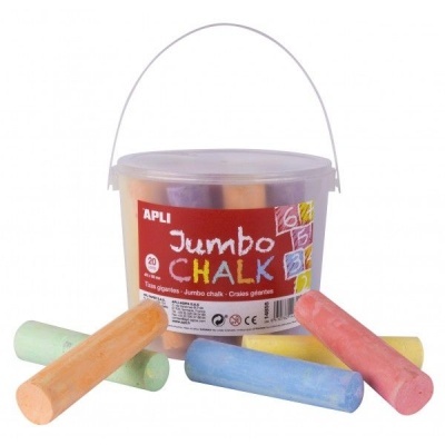 Conjunto de giz de cera Jumbo Chalk em recipiente plástico com várias cores