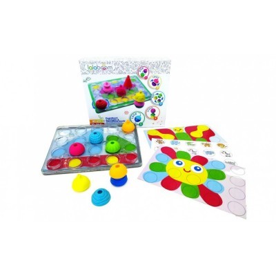 Brinquedo educativo com peças de cores várias e cartões coloridos