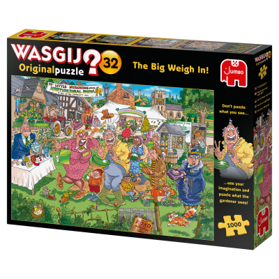 Caixa de puzzle WASGIJ? Original 32 com ilustração de cena rural animada