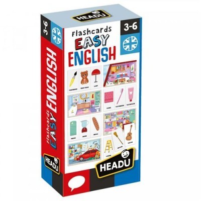 Caixa colorida de flashcards EASY ENGLISH para crianças de 3 a 6 anos, marca HEADU