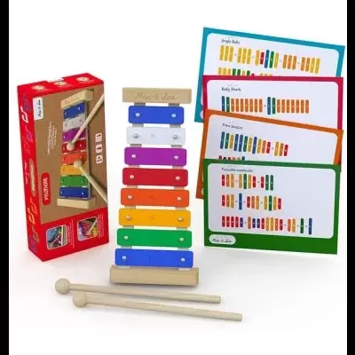 Xilofone infantil Mac & Leo colorido com baquetas e instruções