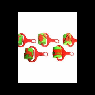 Pulseiras de correção de postura vermelhas e verdes com figuras em relevo de animais e objetos