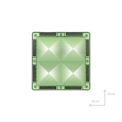 Produto quadrado verde de plástico com quatro divisões piramidais e almofadas pretas nas bordas