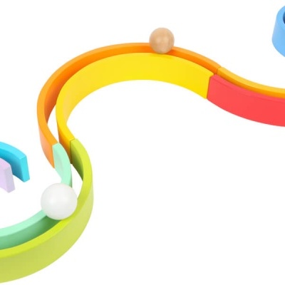 Jogo de tabuleiro em forma de S com trilho multicolorido e bola branca