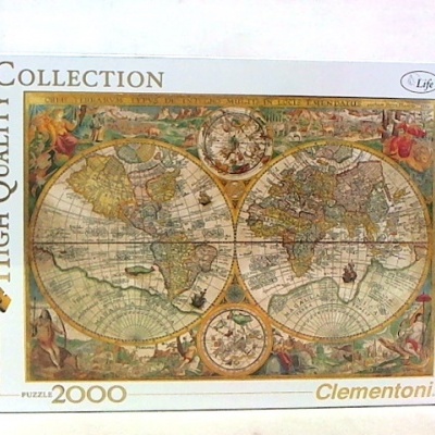 Caixa de quebra-cabeças Clementoni 2000 peças com mapa-múndi vintage colorido